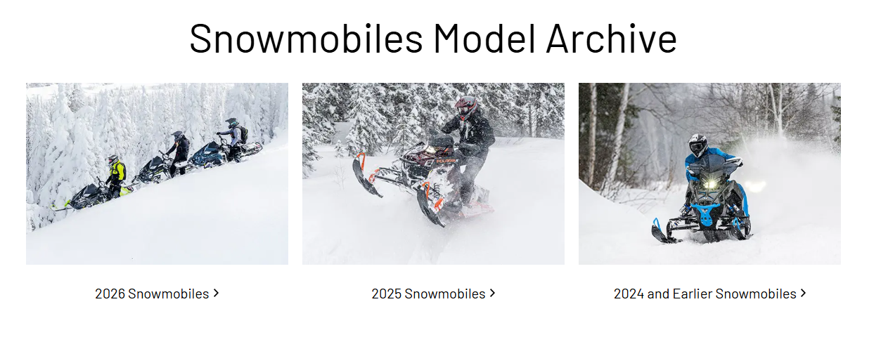 Snowmobile model archive by year