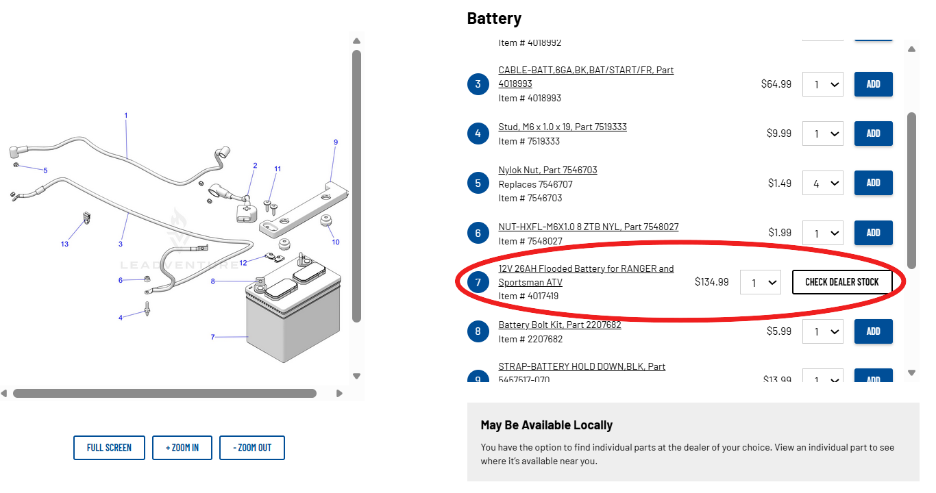 battery part number