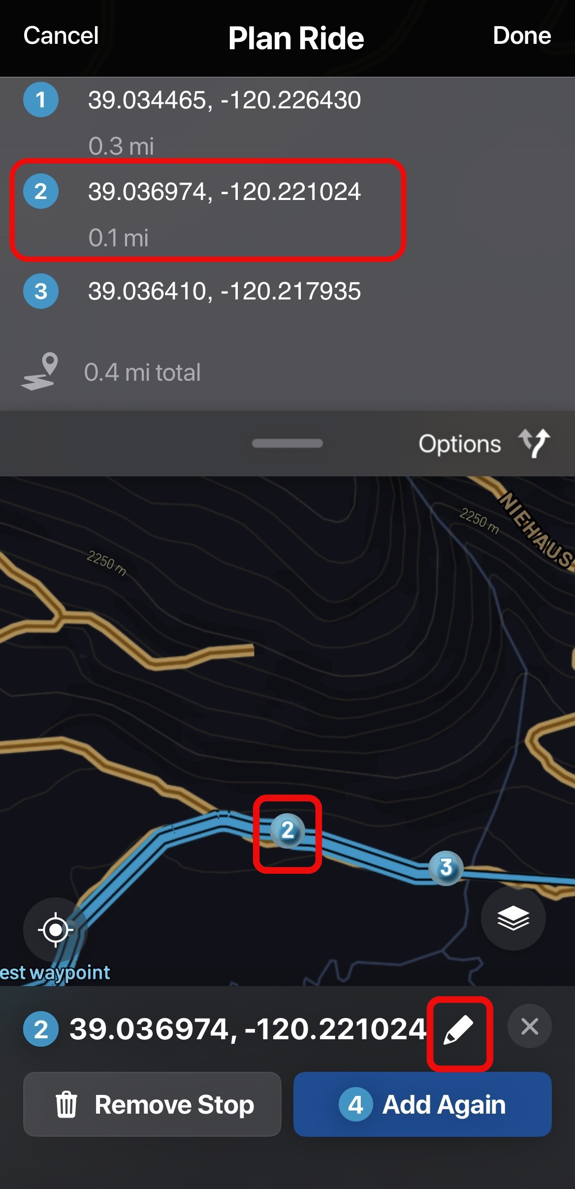 Edit waypoint name