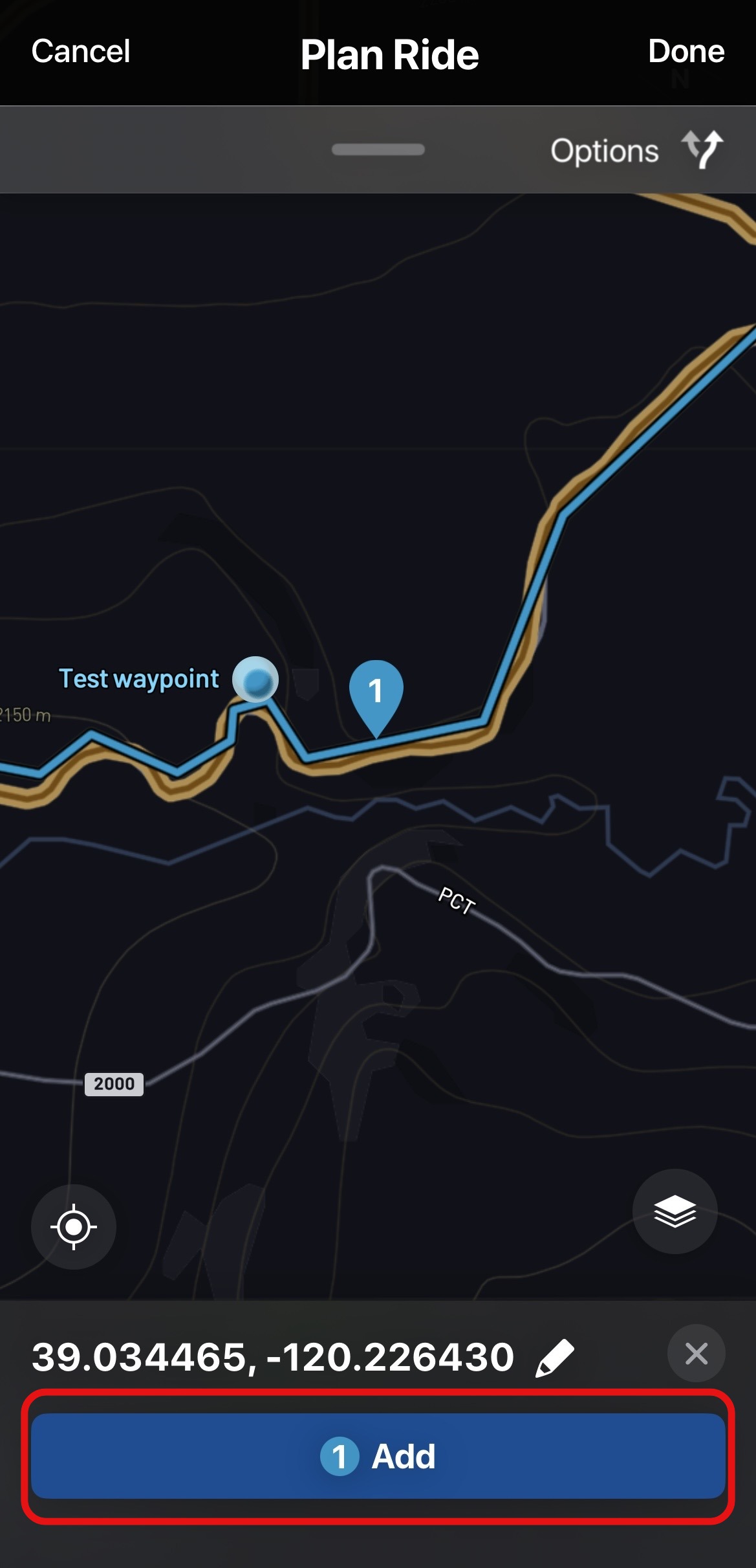 Plan ride first waypoint