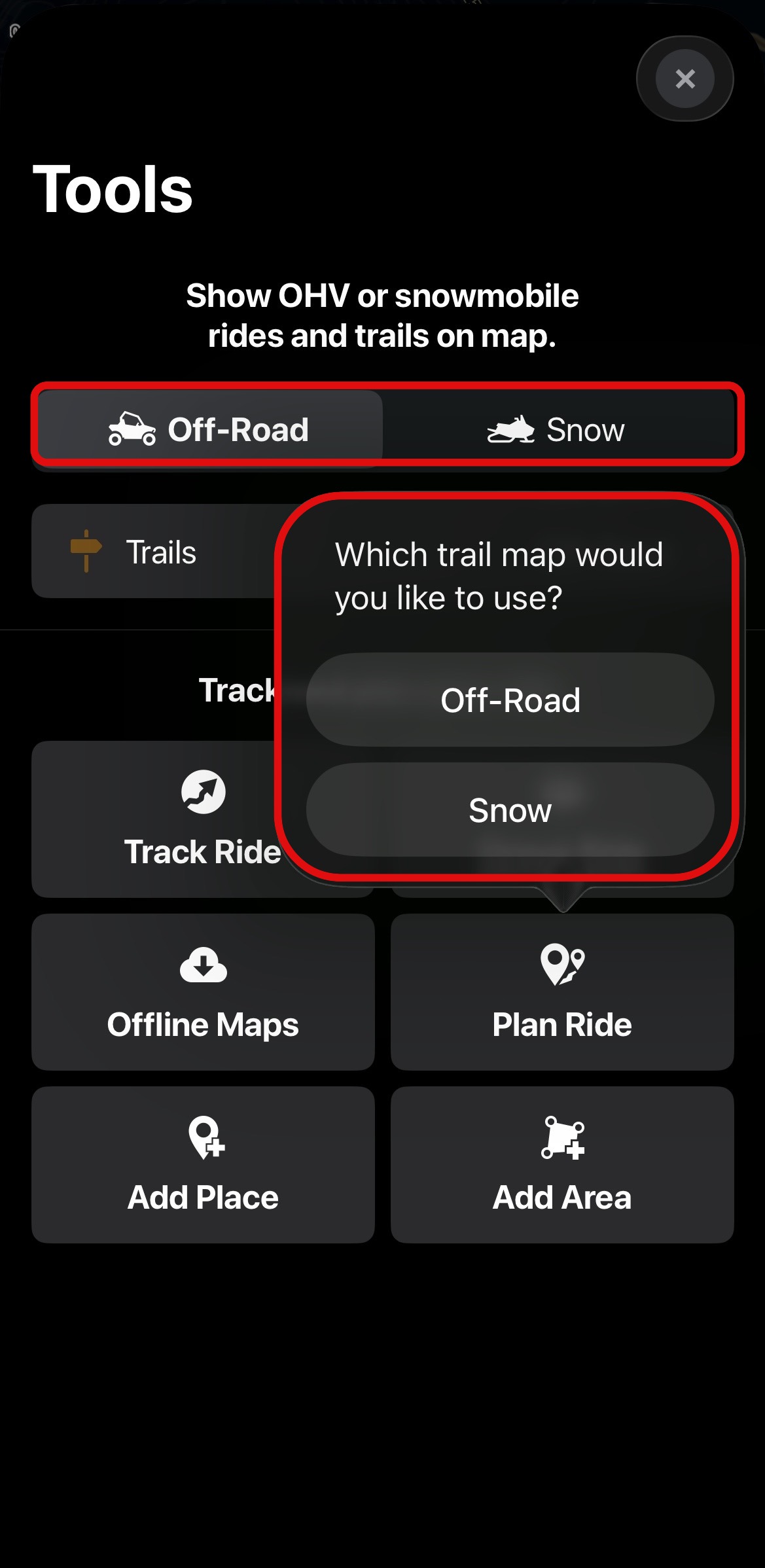 Selecting a trail map