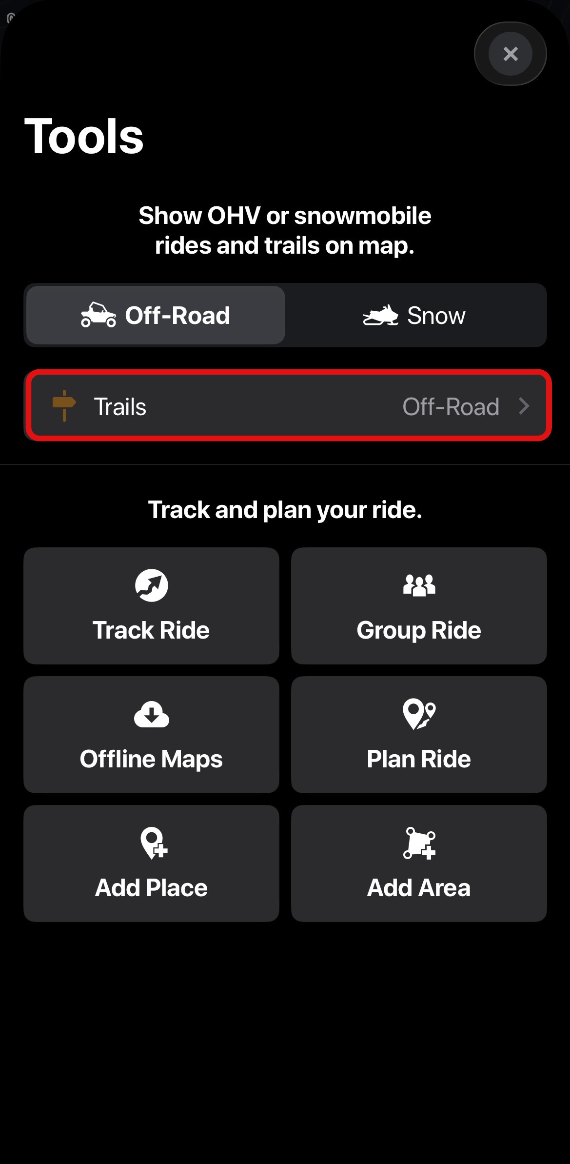 Trails options