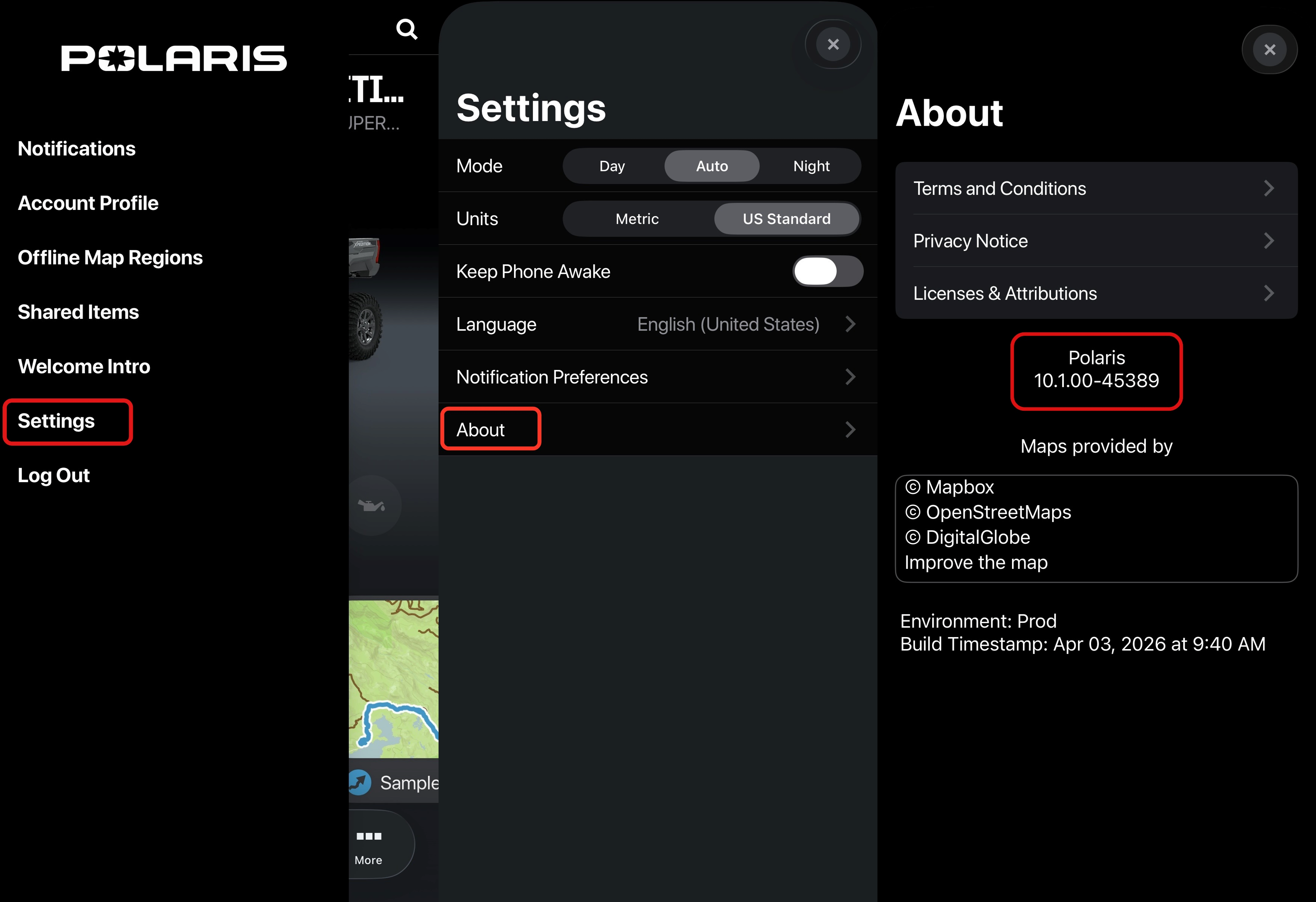 Software Version in App Settings