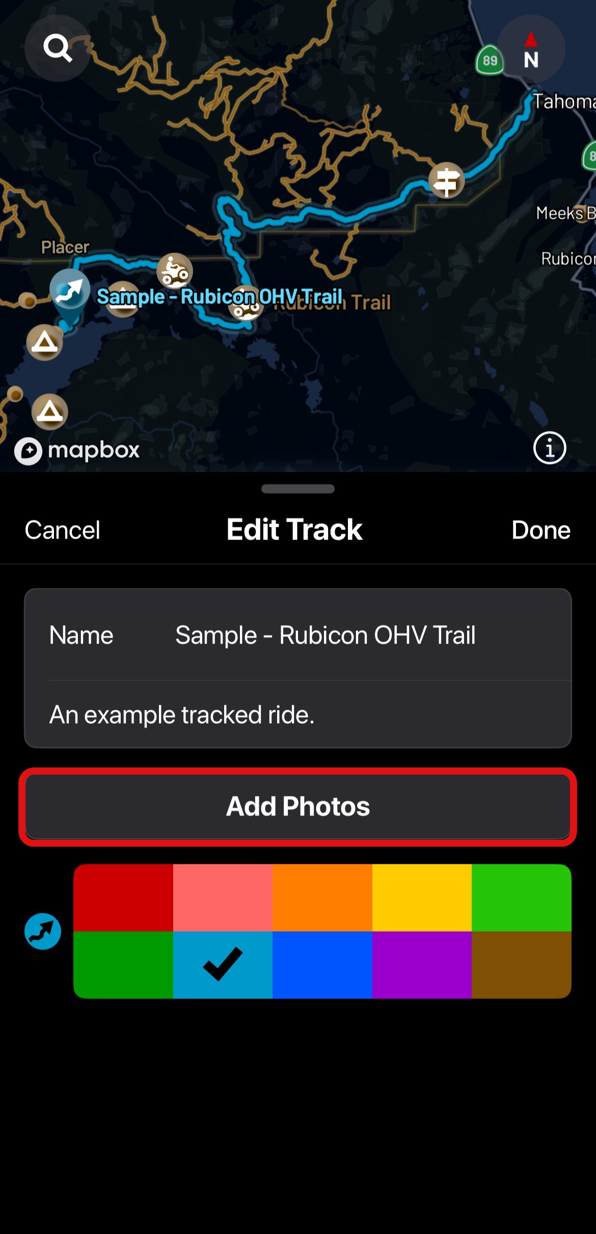 Add photos to a tracked ride