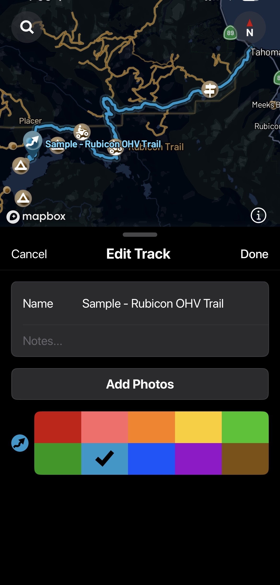 Edit track page