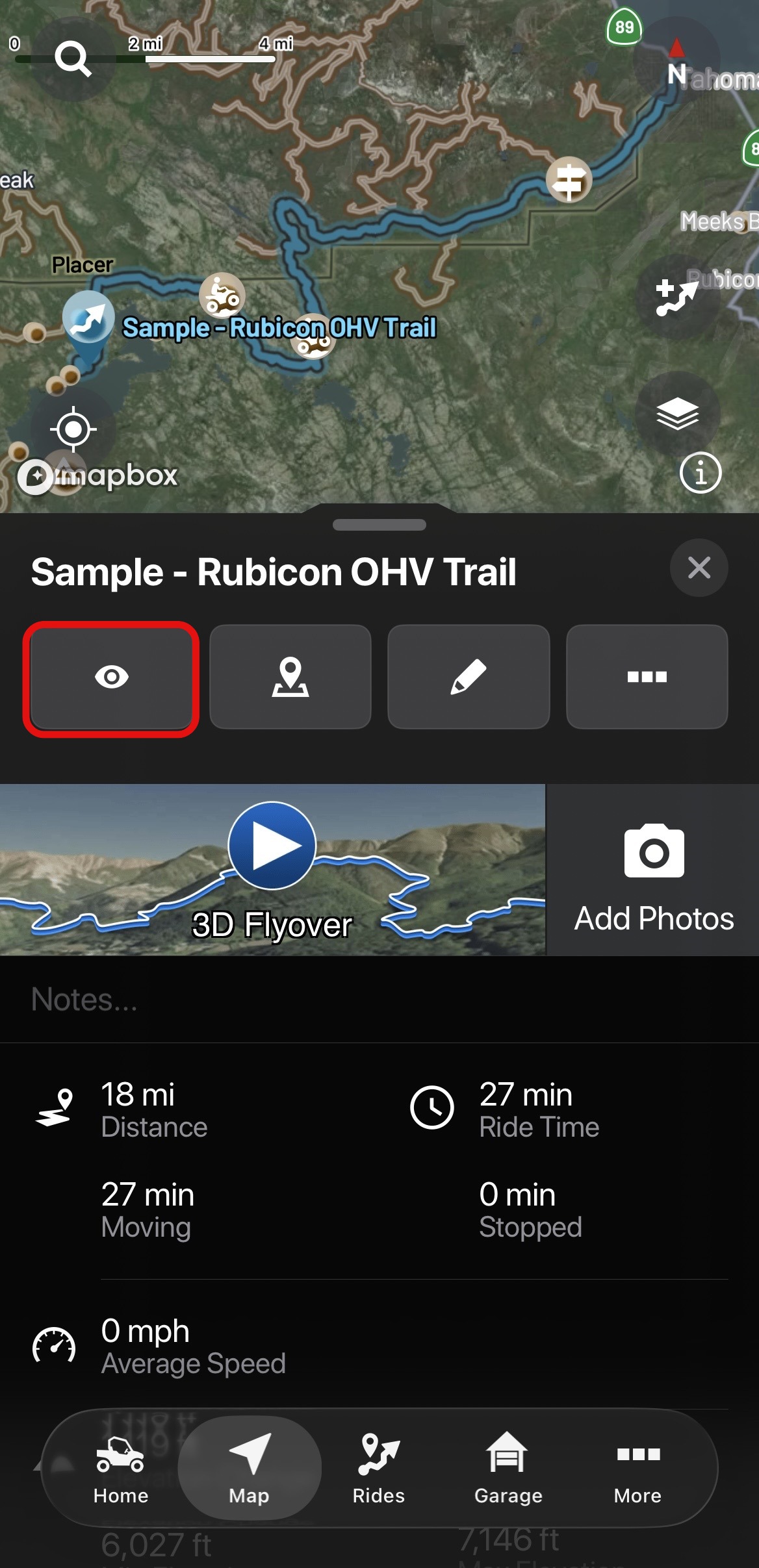 Tracked rides eye icon