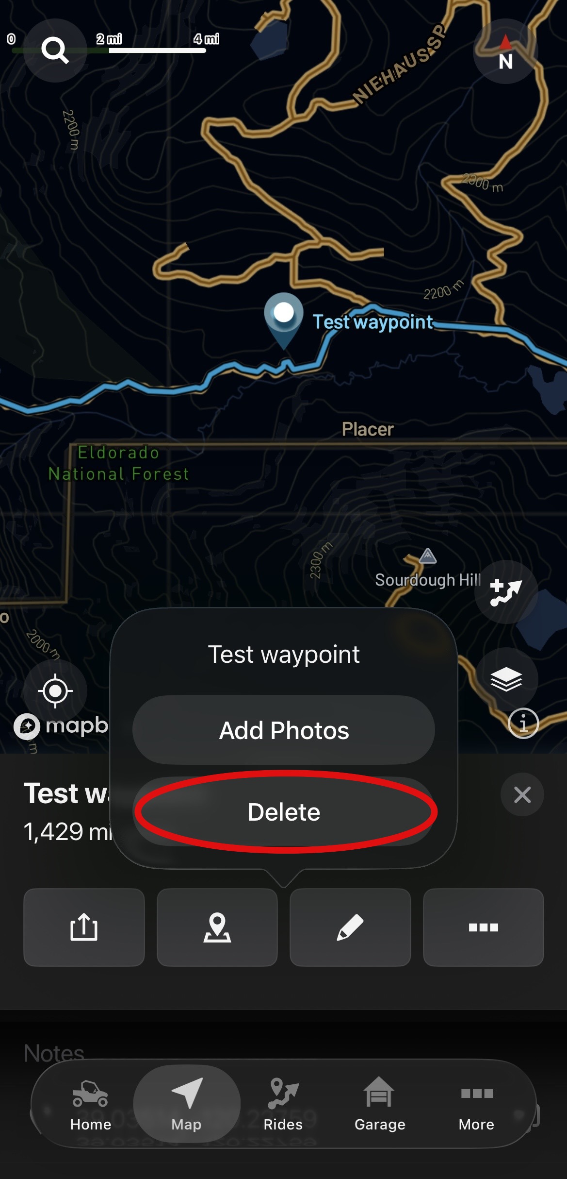 Delete waypoint