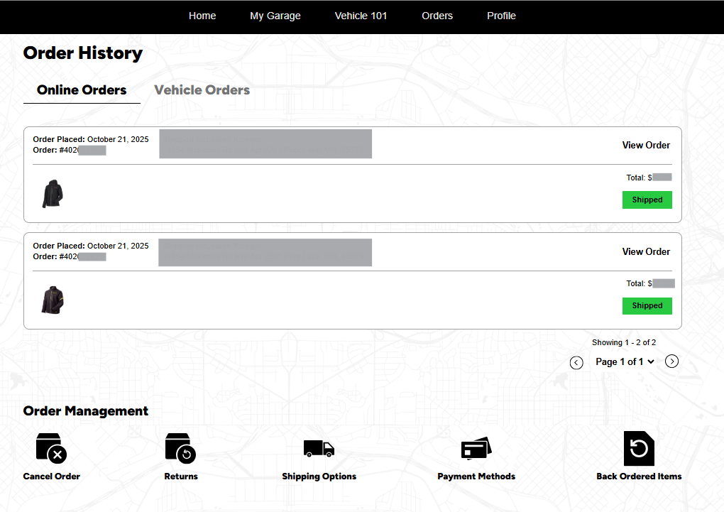Orders Page
