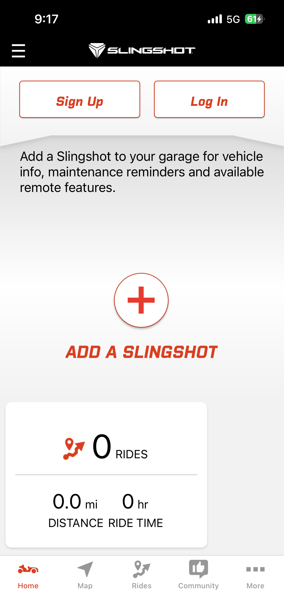 Slingshot App Homepage