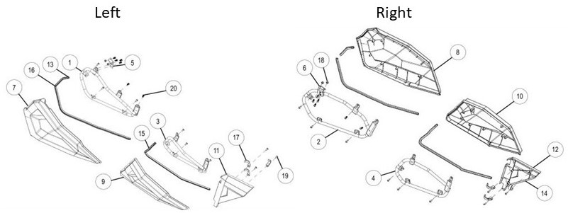 Four-seat lower door kit drawing