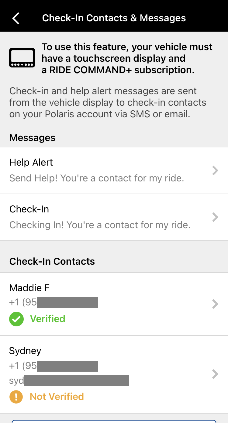 example of what a verified and unverified contact looks like on the app