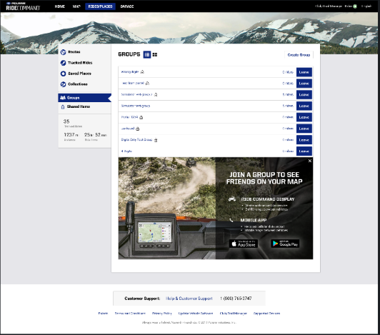 Rides and places tab