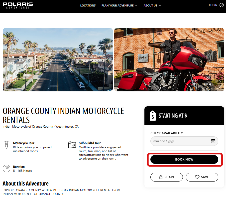 Indian Motorcycle Rentals | Indian Motorcycle