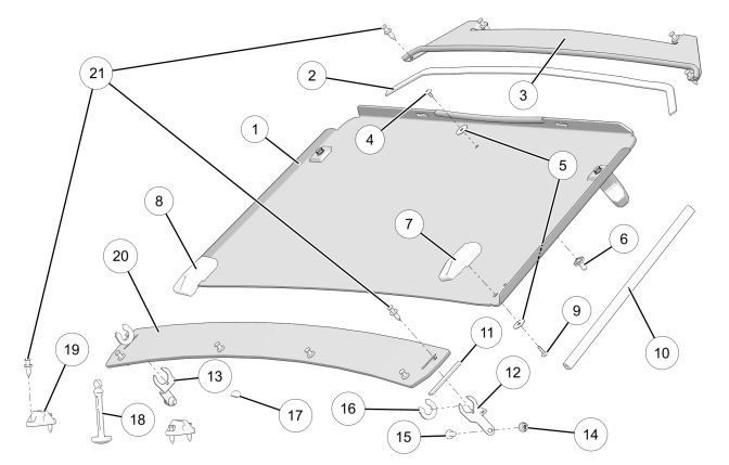 Lock and Ride full flip down windshield drawing