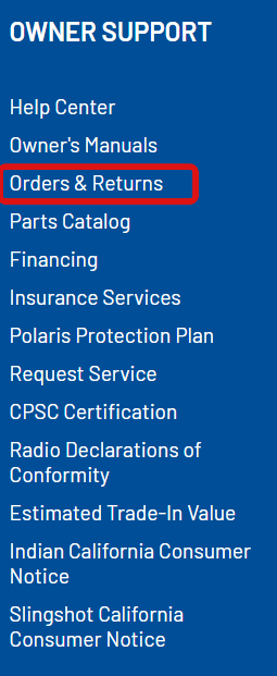 Orders & Returns