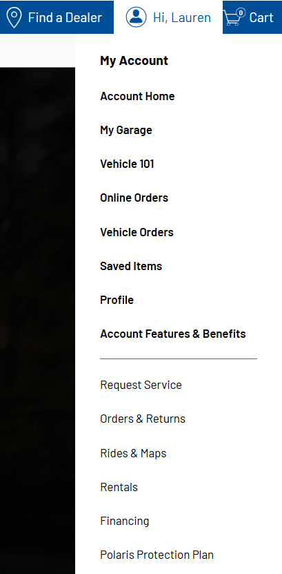 Logged In Account Dropdown