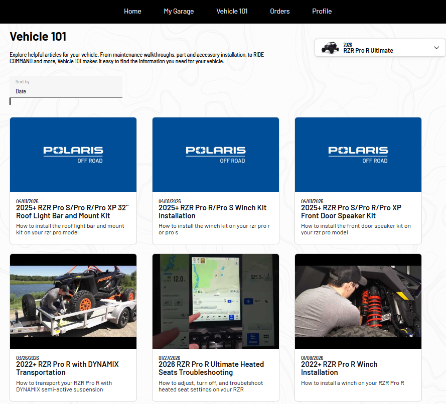Vehicle 101 Homepage