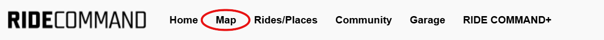 Map tab on RIDE COMMAND website