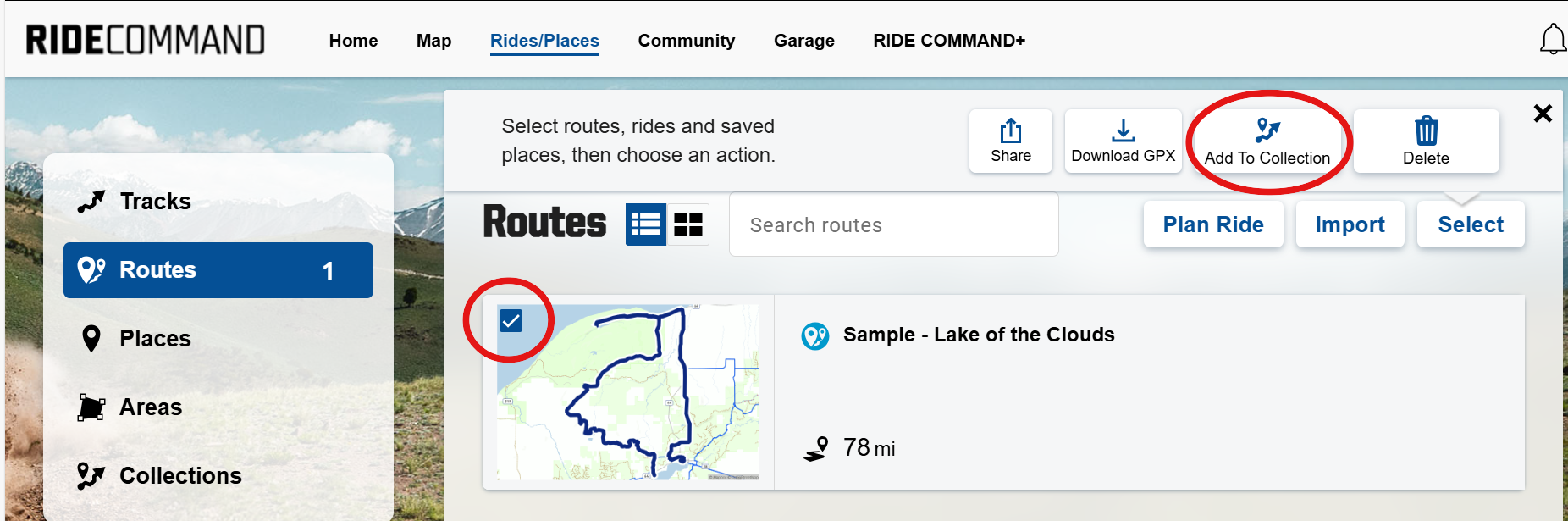 select a route