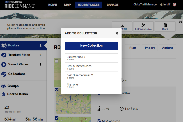 New collection screen