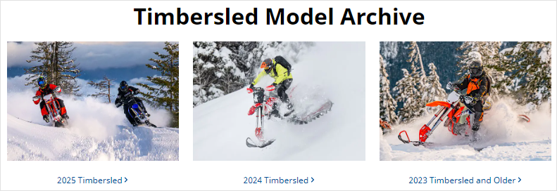 Timbersled Model Archive Year Selection