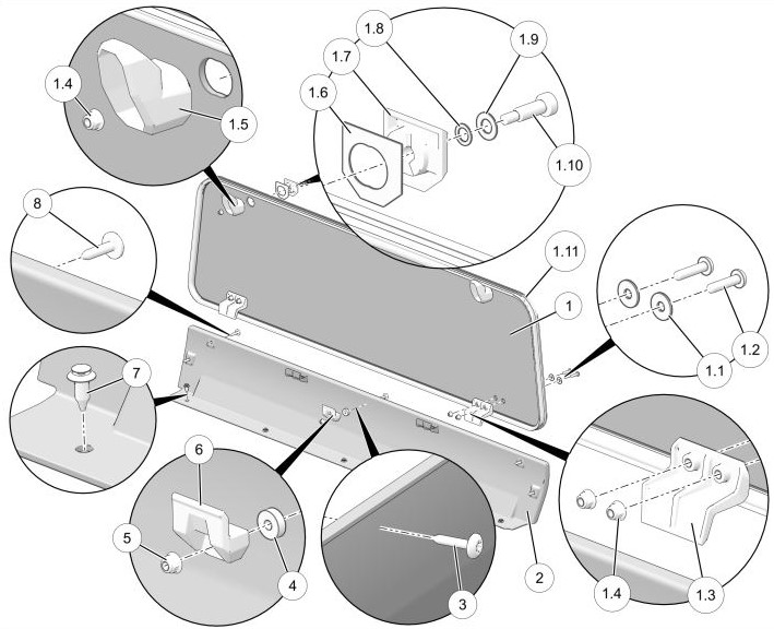 Lock and Ride glass rear panel drawing