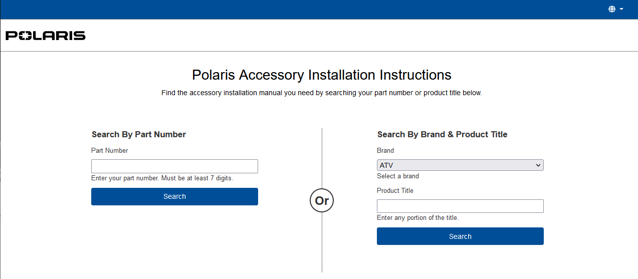 homepage for the installation instruction search